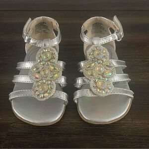 Kenneth Cole Reaction Silver Grecian Gladiator Bejeweled Sandals Baby 5